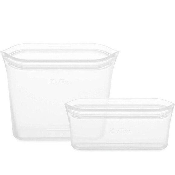 Zip Top Reusable Food Storage Bags 2 Bag Set Frost 100% Platinum Silicone - Picture 1 of 11